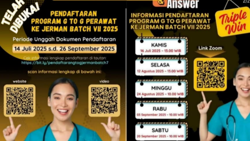 Kesempatan Emas! Pendaftaran Program G to G Perawat ke Jerman Batch VII 2025 Mulai Dibuka