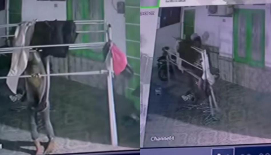 Viral! Pencuri Pakaian di Palembang Terekam CCTV, Pelaku Gunakan Sarung sebagai Topeng