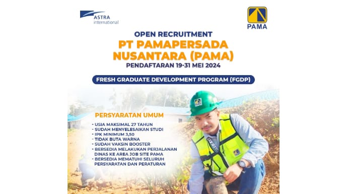 PT Pamapersada Nusantara Buka Lowongan Bussines Development Officer, Deadline 31 Mei