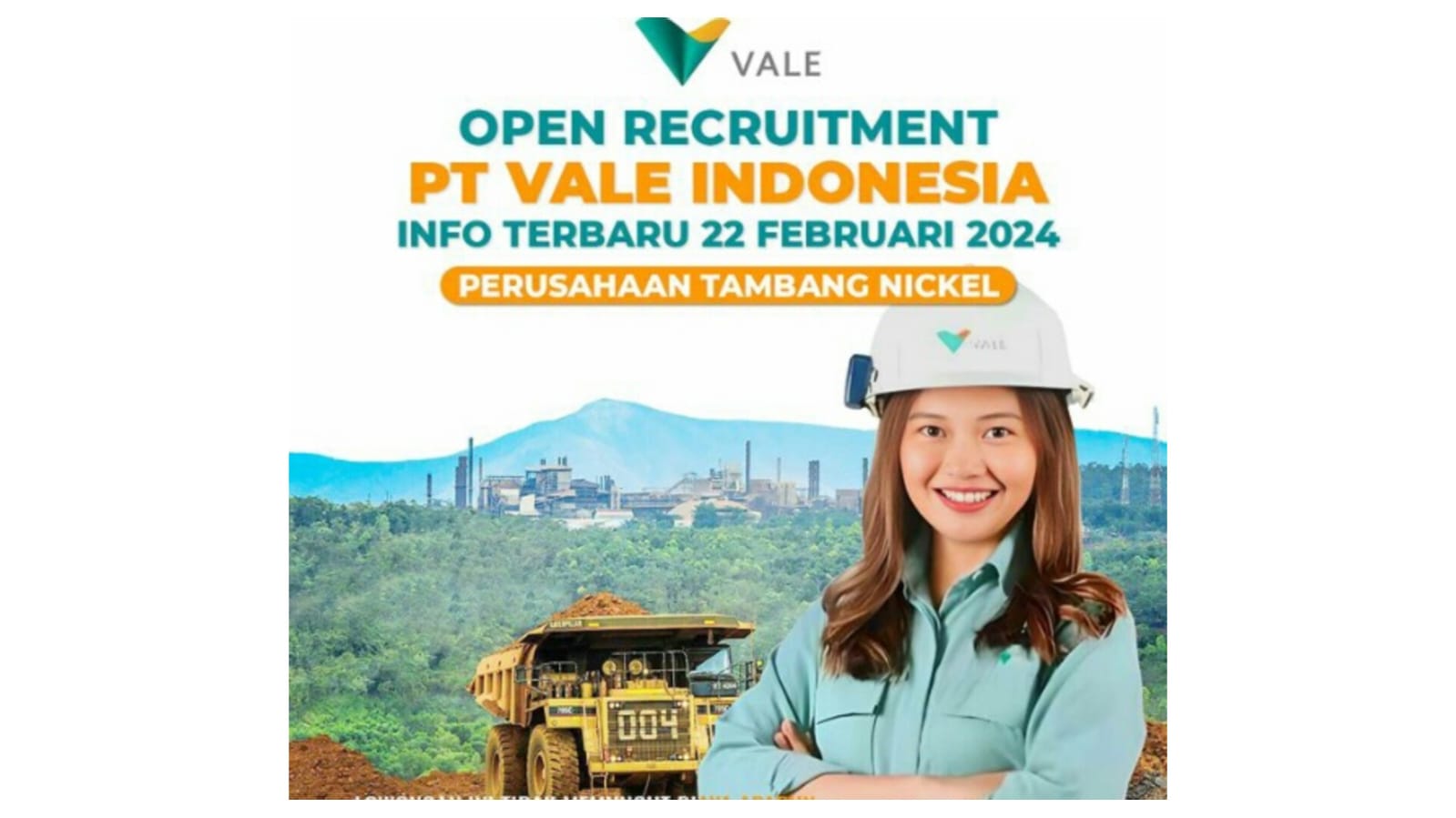 PT Vale Indonesia Buka Lowongan Kerja 2 Posisi, Minimal 3 Tahun Pengalaman Kerja