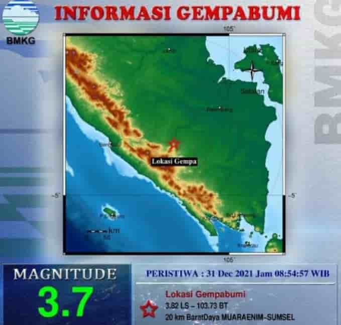 Muara Enim Diguncang Gempa 3,7 Skala Richter