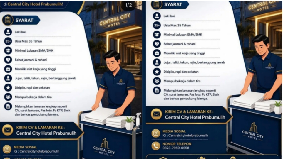 Central City Hotel Prabumulih Buka Lowongan Kerja, Lulusan SMA/SMK Bisa Daftar!