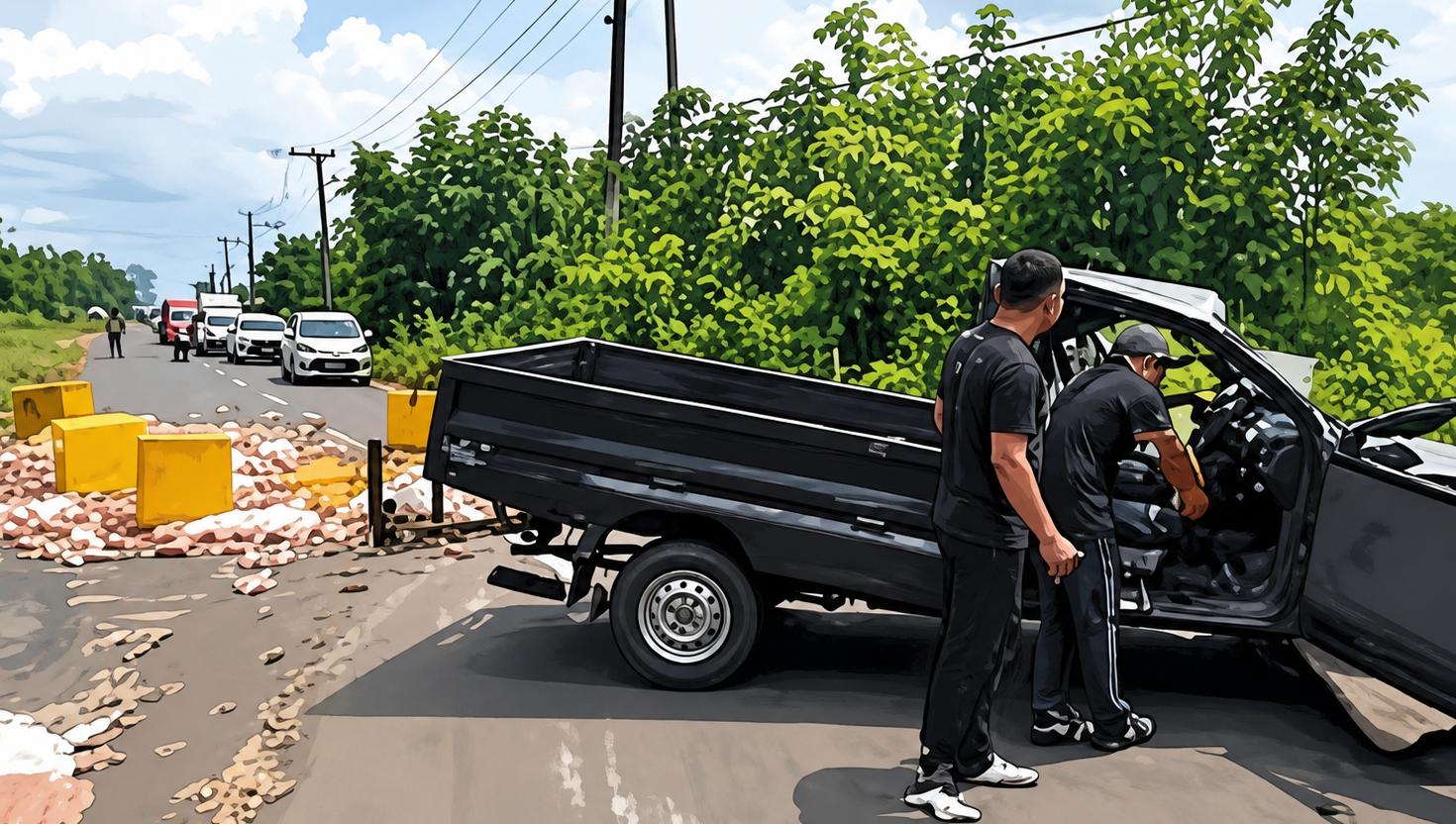 Hilang Kendali, Pickup Hantam Truk di Muara Enim, Dua Orang Terluka