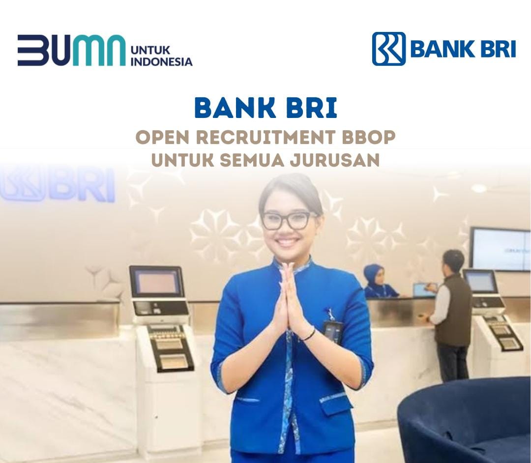 Ayo Daftar, Bank BRI Buka Lowongan Kerja BBOP Tahun 2023, Penempatan Palembang