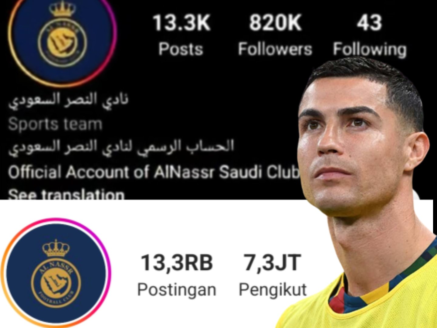Luar Biasa, Karena Ronaldo Instagram Al Nassr Tembus 7,3 Juta Pengikut 