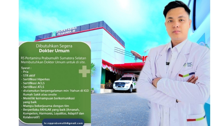 Buruan Daftar! RS Pertamina Prabumulih Buka Lowongan Dokter Umum, Cek Syaratnya...