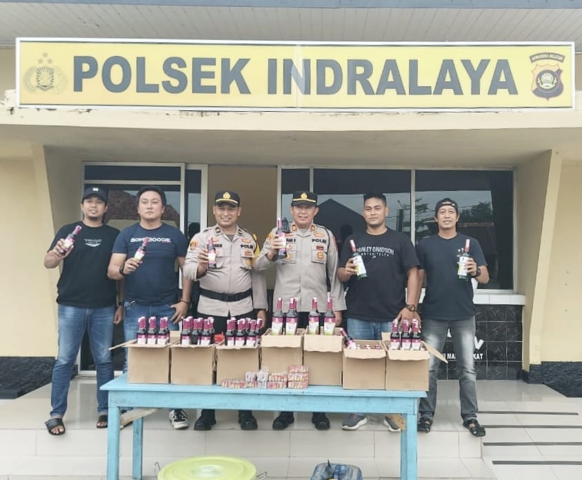 Polsek Indralaya Ogan Ilir Amankan Ratusan Botol Miras