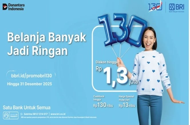 HUT ke-130 BRI Tawarkan Diskon Menarik untuk Liburan dan Belanja Akhir Tahun