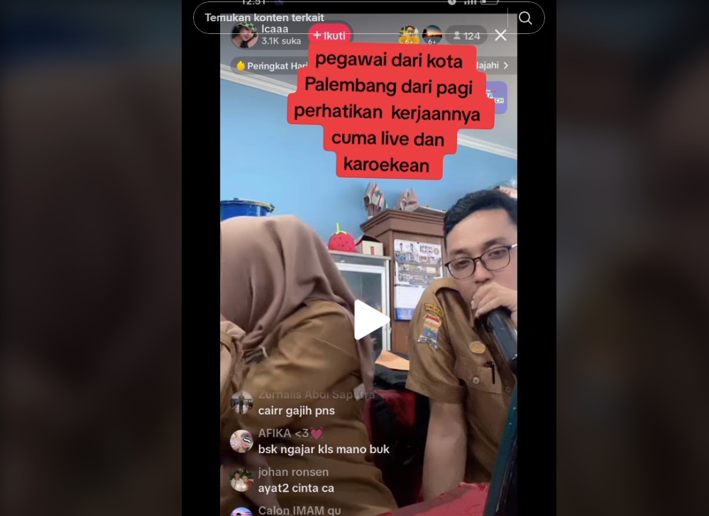 Viral PNS di Palembang Live TikTok Sambil Karokean di Jam Kerja, Bikin Netizen Geram!