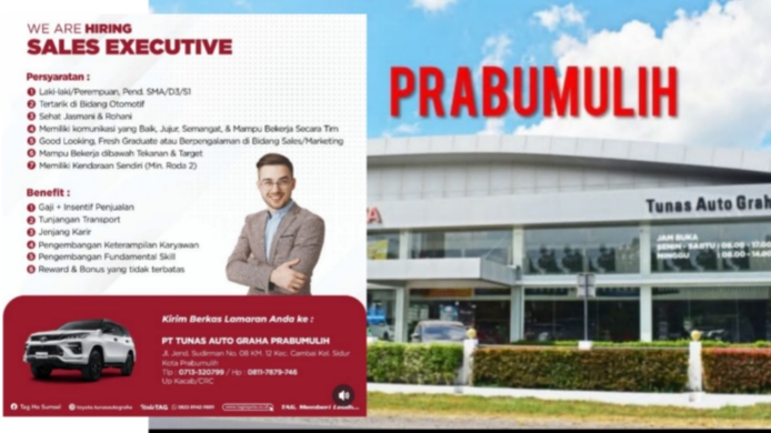 PT Tunas Auto Graha Prabumulih Buka Lowongan Kerja, Cek Posisi dan Syaratnya