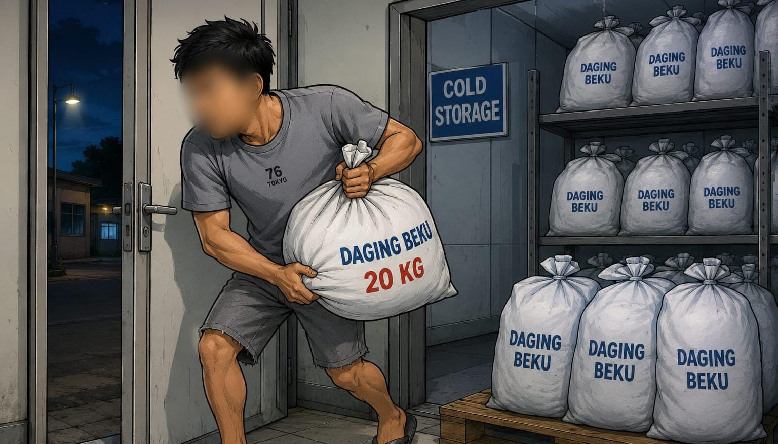 Gasak Daging Frozen, Tiga Kali Terekam CCTV: Buruh Asal OKI Dibekuk Tekab 11 Polres Prabumulih