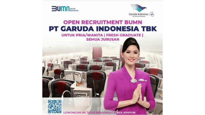 Maskapai Penerbangan PT Garuda Indonesia (Persero) Buka Lowongan Awak Kabin, Deadline 15 Maret