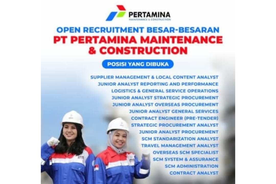 PT Pertamina Maintenance & Construction (Perta MC) Buka Lowongan 15 Posisi
