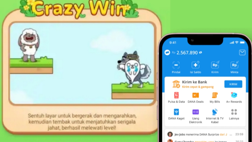 Main Game Crazy Win Bisa Dapat Saldo DANA Rp400 Ribu Tanpa Deposit, Begini Caranya!