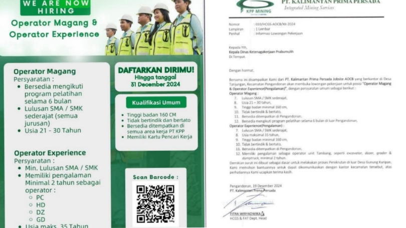 Buruan Daftar! PT Kalimantan Prima Persada Buka Lowongan Kerja, Deadline 31 Desember