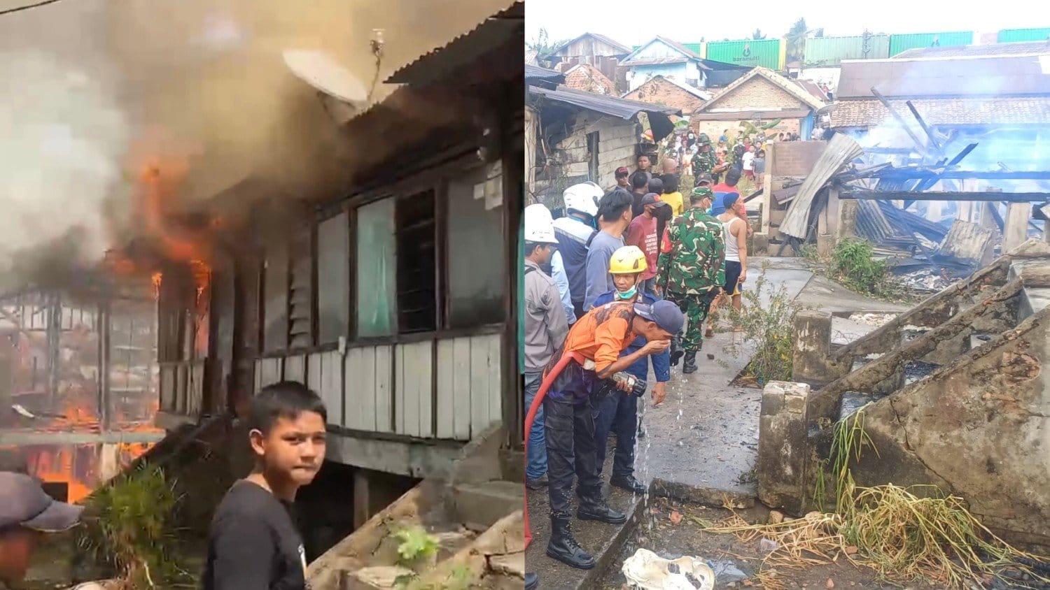 Kebakaran Hebat di Gang 2 Saudara Prabumulih, 7 Bedeng Hangus Dilalap Api: 1 Korban Luka Bakar
