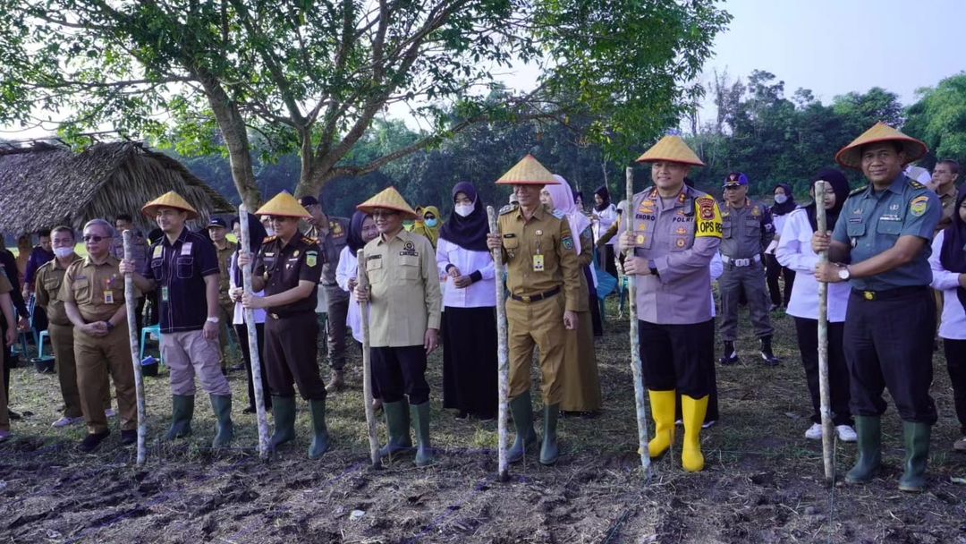 Tanam Jagung Pakan Antisipasi Lonjakan Harga, Pj Wako dan Forkompinda Nugal di Lahan Milik Pemkot Prabumulih 