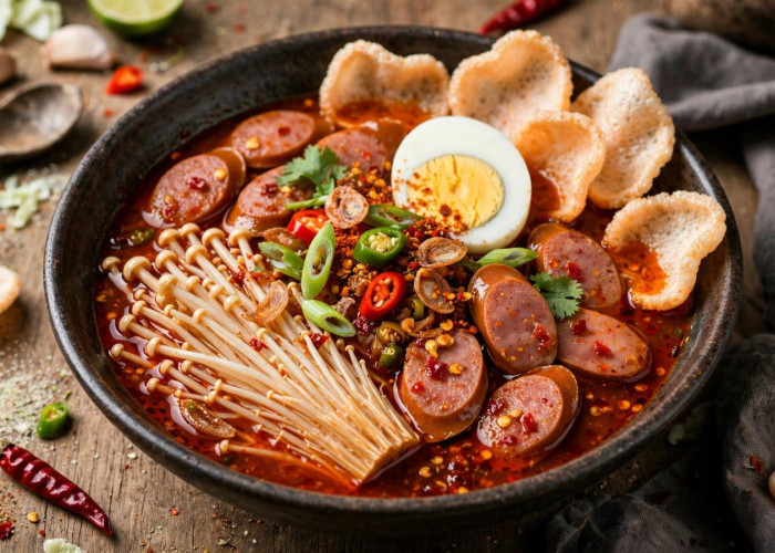 Seblak Jamur Enoki, Inovasi Kuliner Pedas dengan Perpaduan Tekstur yang Menggugah Selera