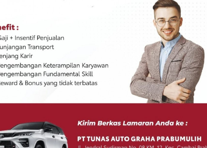 Lowongan Kerja Terbaru di Prabumulih, Toyota TAG Buka Posisi Sales Executive