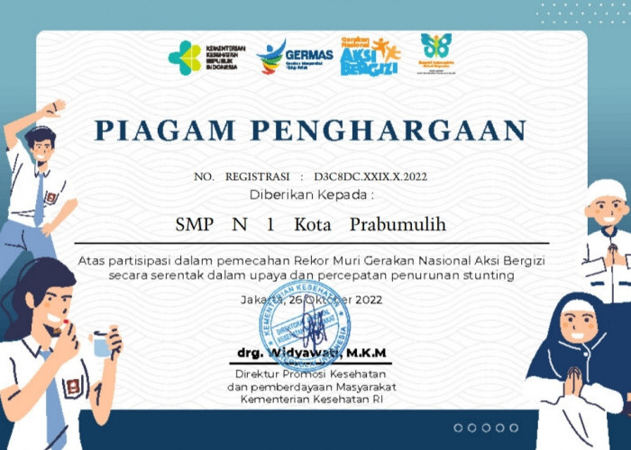 SMPN 1 Berpartisipasi Dalam Memecahkan Rekor Muri Aksi Bergizi Kota Prabumulih