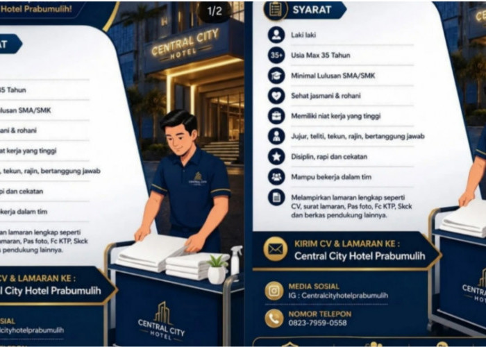 Central City Hotel Prabumulih Buka Lowongan Kerja, Lulusan SMA/SMK Bisa Daftar!