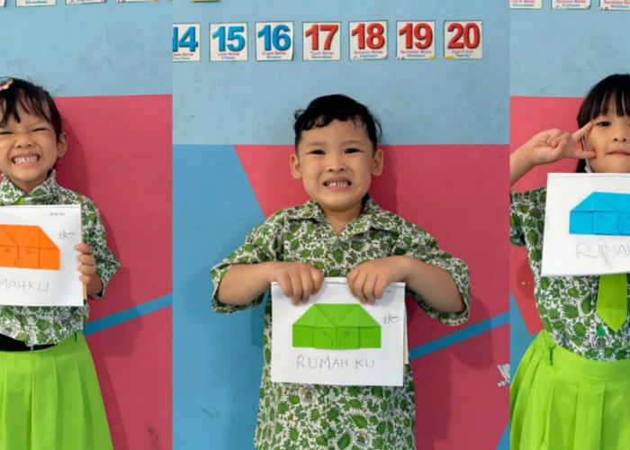 Penuh Keceriaan, Siswa TK Ladas Berendai Prabumulih Belajar Membuat Rumah dari Origami