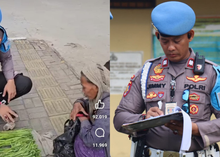 Polisi Prabumulih Tuai Pujian; Aksi Aiptu Jimmy Membantu Penjual Sayur Viral di Medos