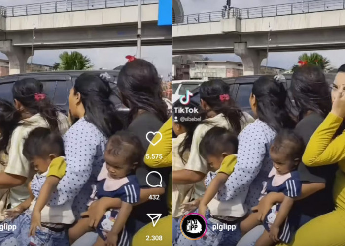 Viral! Aksi Nekat Emak-emak di Palembang  Bonceng 7 Orang, Netizen : Serasa Naik Sigra 