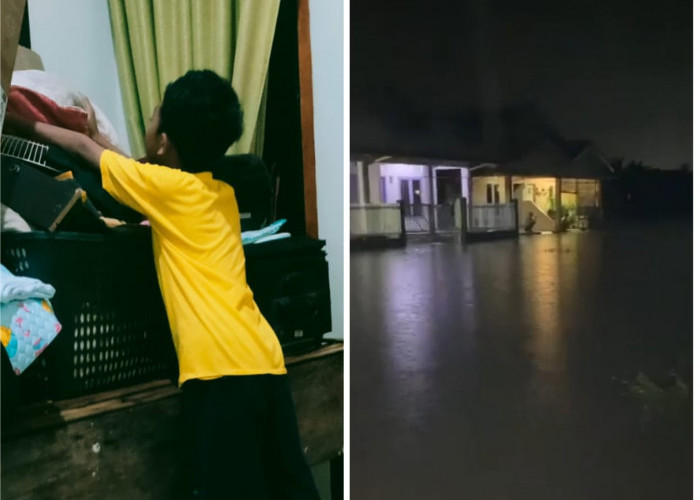 Diguyur Hujan, Rumah Warga DAS Kelekar Kota Prabumulih Kebanjiran 