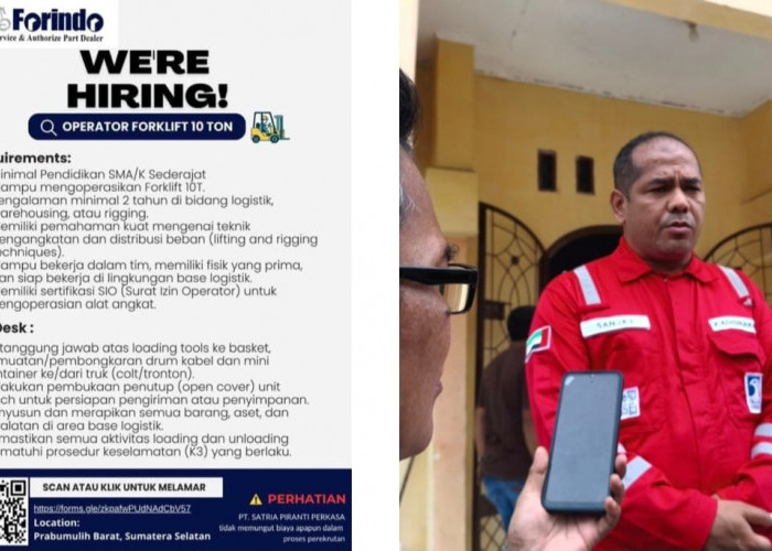 Forindo Buka Lowongan Operator Forklift 10 Ton di Prabumulih