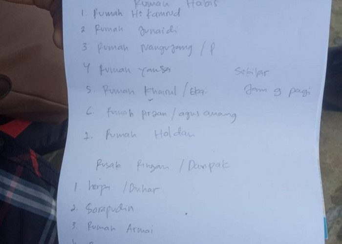 Ini Daftar Nama Pemilik Rumah Terbakar di Desa Tanjung Raya 
