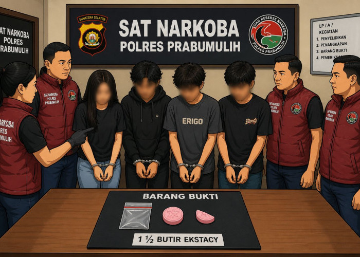 Polres Prabumulih Bongkar Jaringan Narkoba, Empat Pelaku Ekstasi Diciduk di Kontrakan