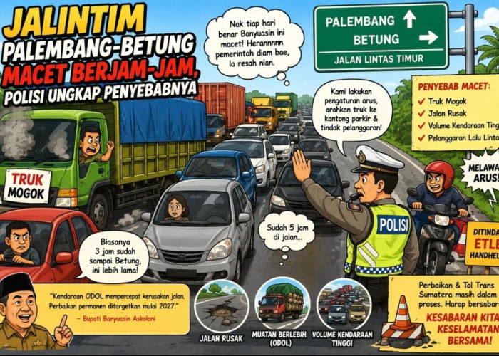 Kemacetan Jalintim Palembang–Betung Kian Parah, Warga Keluhkan Perjalanan Berjam-jam