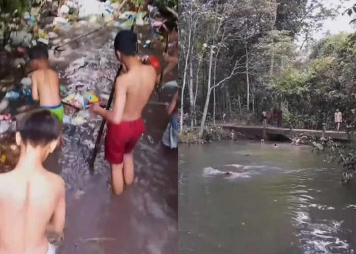 Viral! Aksi Pemuda Prabumulih Bersihkan Sampah Menumpuk di Sungai, Hasilnya Bikin Takjub
