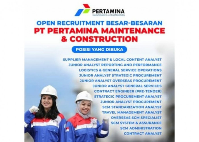 PT Pertamina Maintenance & Construction (Perta MC) Buka Lowongan 15 Posisi