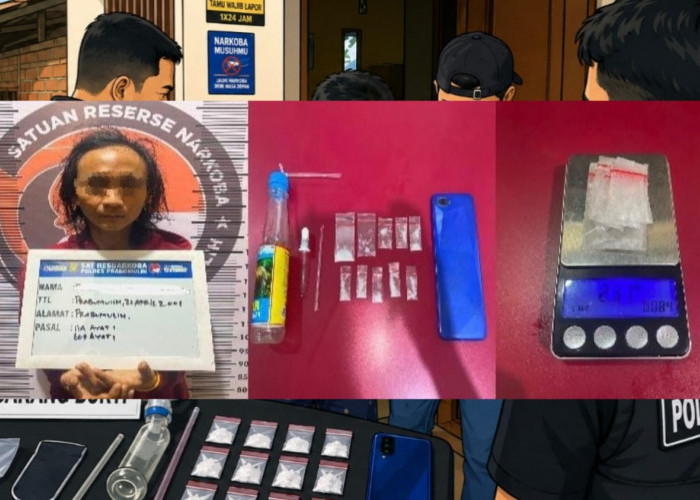 Diduga Edarkan Sabu, RA Diciduk Satresnarkoba Prabumulih di Jalan Perwira: 10 Paket Sabu Disita