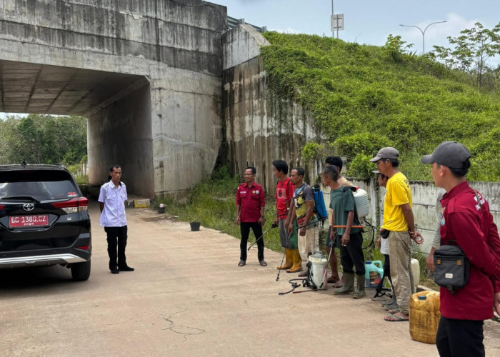 Talang Batu Jaga Lingkungan, Gotong Royong Semprot Rumput Pinggir Jalan