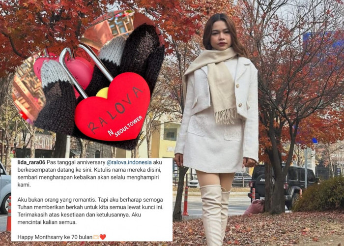Kado Romantis untuk Ralova, Rara Lida Pasang Gembok Cinta di Namsan Tower Korea 