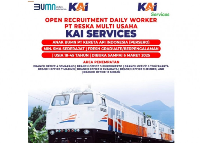 PT KAI Services Buka Lowongan Kerja Daily Worker, Cek Syaratnya